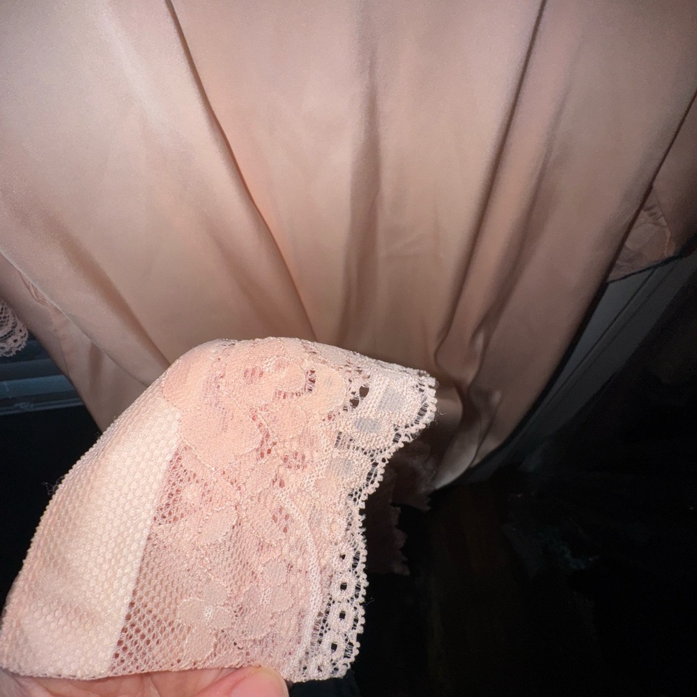 EVENT BLOSSOM, Bridesmaid Satin Lace Robe - Pink - Picture 3 of 3